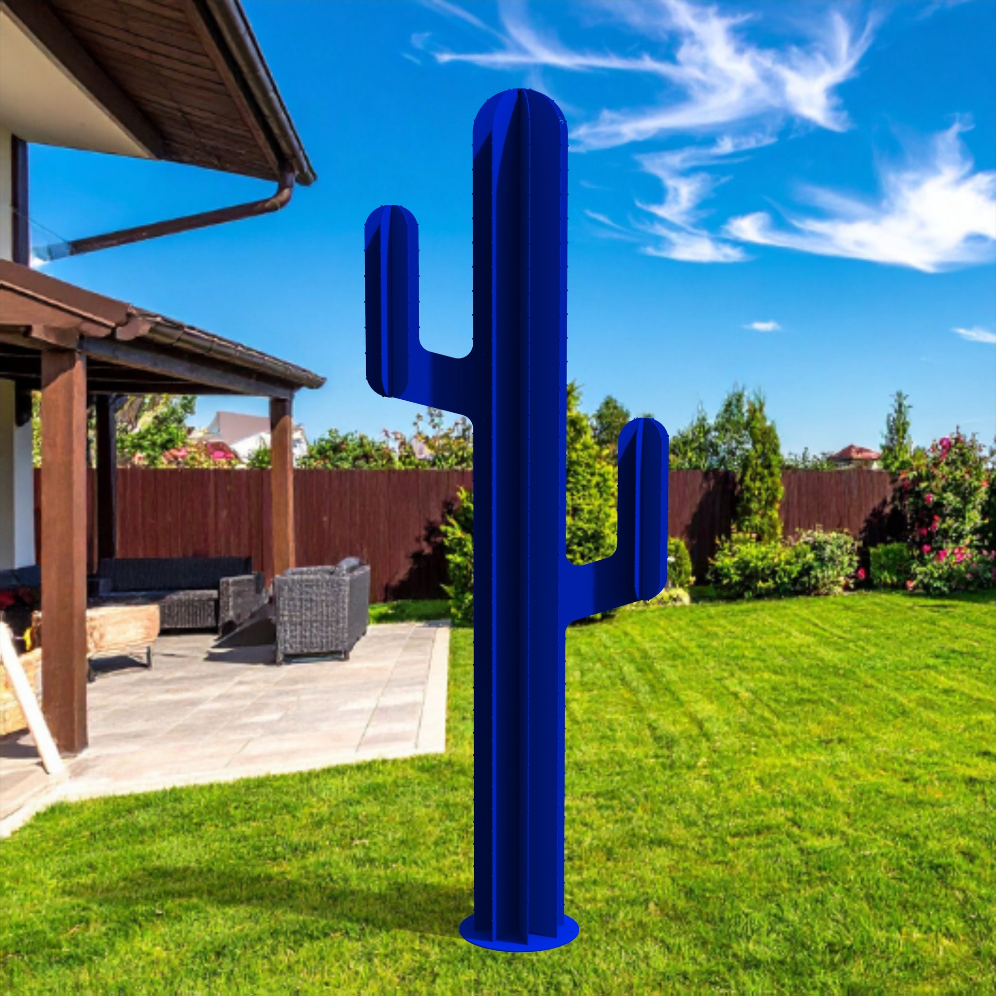 Cactus Décoratif Métal Rouillé Ambré 80 Cm - Sculpture Industrielle Ethnique, Ambiance Loft Ou Jardin Moderne