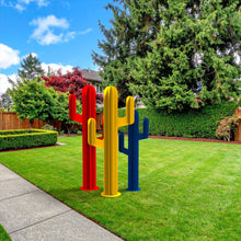 Charger l'image dans la galerie, Cactus décoratif en métal jaune orange bleu 1m 1m20 avec branches fabrication française
